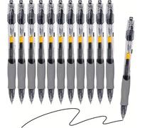 Set di 12 penne a capacità elevata, punta fine da 0,5 mm, inchiostro nero, (2 penne + 10 ricariche), penna a , impugnatura comoda, asciugatura rapida, scrittura fluida, perfetta per prendere appunti e