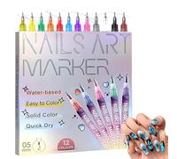 Set di 12 penne colorate per nail art, pennarelli per unghie in gel, matita per smalto 3D, ad asciugatura rapida, impermeabili, per graffiti fai da te, strumenti per manicure a casa e salone (2pc)