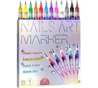 Set di 12 penne colorate per nail art, penne per nail art fai da te, ad asciugatura rapida, per graffiti e punteggiatura, 2025, per nail art 3D, strumento di disegno per nail art (1 set)