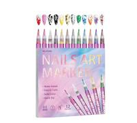 Set di 12 penne da disegno acriliche per unghie per arte e design, punta ad alta precisione, inchiostro ad asciugatura rapida, uso pratico, penne acriliche per unghie
