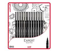 Set Di 12 Penne Da Disegno Fine Line Uni-Ball Pin Expert