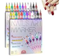 Set Di 12 Penne For Nail Art Colorate, Pennarelli For Nail Art, Pennarelli For Nail Art 3D, Strumenti For Nail Art For Punteggiare, Disegnare, Dipingere, Puntare, Fai Da Te(2set)