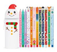 Set di 12 penne gel-cancellabili + Kawaii Astuccio Scuola 2 in 1 con inchiostro termosensibile, una varietà di colori di inchiostro e design con fusto, classico in ottone