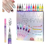 Set di 12 penne per nail art, 2025, per nail art, penne 3D per unghie in gel fai da te, Quick Dry Dotting, Liner & Acrylic Paint Pens for Nail Drawing
