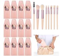 Set di 12 pennelli da trucco da viaggio, 8 pennelli, strumenti in fibra sintetica con custodia in pelle sintetica per matrimoni, feste, regali