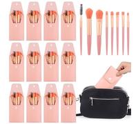 Set di 12 pennelli da trucco portatili, con custodia in pelle sintetica, ideali per matrimoni, feste, damigelle d'onore