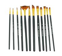Set di 12 pennelli per acquerello, colore nero, in acrilico, con setole sottili, set per Acquerello, Olio e Gouache, Setole in Nylon di Alta Qualità, Ideale per Artisti, Principianti e Bambini