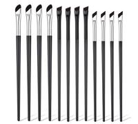 Set di 12 pennelli per eyeliner, per sopracciglia, ad angolo fine, per eyeliner, correttore, punta fine, pennello ultra sottile e piatto per trucco a falce angolato per strumenti di bellezza e