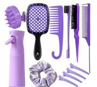 Set di 12 pennelli per lo styling - districante, prendere in giro, coda di topo, bordi e spazzole per bambini, setole morbide per bambine/donne, strumenti di livello professionale per tutti i tipi e