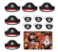 12 Pezzi Cappello Pirata Set di Accessori per Pirata Pirata Accessori Bambini Bambino Accessori da Pirata Bambino Adatto per halloween, Feste, Feste a Tema Pirata, Giocando al Capitano Jack Sparrow