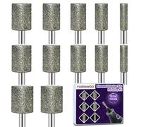 Set di 12 pezzi di frese diamantate, grana 116, accessori per utensili rotanti con gambo da 3 mm per intaglio, molatura, lucidatura, incisione di pietra e vetro ceramica