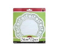 SET DI 12 PEZZI - SOTTOTORTA CENTRINO CARTA DOLCI Pasticceria colore BIANCO - Diametro 24 cm