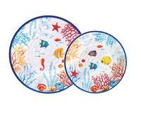 Set Di 12 Piatti Marittimi BORA BORA Sott'acqua Blu In Melamina Easy Life