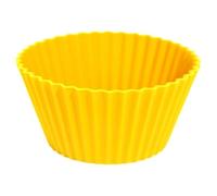 Set di 12 pirottini in silicone per cupcake, riutilizzabili e lavabili in lavastoviglie (cerchio giallo)