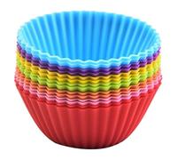 Set di 12 pirottini in silicone per cupcake, riutilizzabili e lavabili in lavastoviglie (colorati circolari)
