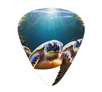 Set di 12 plettri con stampa tartaruga tropicale, sottili, medi e spessi, adatti per chitarra, basso, chitarra elettrica e ukulele