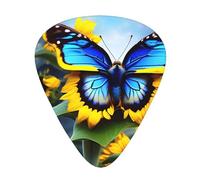 Set di 12 plettri per chitarra a farfalla blu girasole, tra cui 3 spessori di plettri per chitarre acustiche, ukulele e altro ancora.