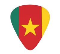 Set di 12 plettri per chitarra Bandiera del Camerun con stampa tono nitido confortevole e resistente all'usura per chitarra e ukulele