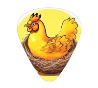 Set di 12 plettri per chitarra Bird's Nest Golden Chicken Prints, suono nitido e confortevole e resistente all'usura, per chitarra e ukulele