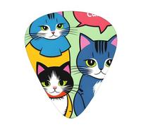 Set di 12 plettri per chitarra, comodi da tenere in mano, con bordi lisci, tre spessori da abbinare a adorabili gatti dei cartoni animati