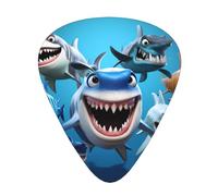 Set di 12 plettri per chitarra, comodi da tenere in mano, con bordi lisci, tre spessori da abbinare a cartoni animati con squali