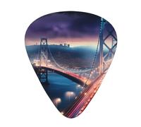 Set di 12 plettri per chitarra, comodi da tenere in mano, con bordi lisci, tre spessori da abbinare a San Francisco Bay Bridge, California Prints