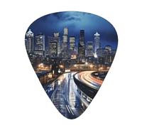 Set di 12 plettri per chitarra, comodi da tenere in mano, con bordi lisci, tre spessori da abbinare a Seattle City di notte