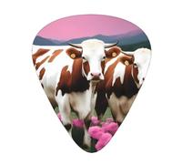 Set di 12 plettri per chitarra, comodi da tenere in mano, con bordi lisci, tre spessori da abbinare a stampe rosa Flower Show Steer Cows Cattle
