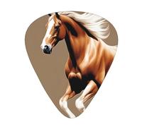 Set di 12 plettri per chitarra, comodi da tenere in mano, con bordi lisci, tre spessori da abbinare a stampe di cavalli marroni e bianchi