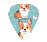 Set di 12 plettri per chitarra, comodi da tenere in mano, con bordi lisci, tre spessori da abbinare a simpatici corgi