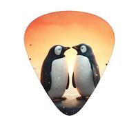 Set di 12 plettri per chitarra, comodi da tenere in mano, con bordi lisci, tre spessori da abbinare ai pinguini con scritta "I love penguins"