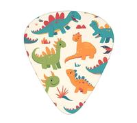 Set di 12 plettri per chitarra, comodi da tenere in mano, con bordi lisci, tre spessori da abbinare ai dinosauri dei cartoni animati