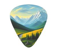 Set di 12 plettri per chitarra, comodi da tenere in mano, con bordi lisci, tre spessori da abbinare al paesaggio montano Immagine