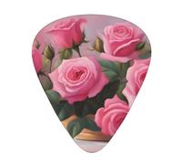 Set di 12 plettri per chitarra, comodi da tenere in mano, con bordi lisci, tre spessori da abbinare al bellissimo motivo rosa rosa