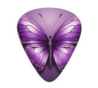 Set di 12 plettri per chitarra, comodi da tenere in mano, con bordi lisci, tre spessori da abbinare al bellissimo motivo viola con farfalle artistiche
