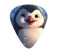Set di 12 plettri per chitarra, comodi da tenere in mano, con bordi lisci, tre spessori da abbinare al motivo Happy Penguin