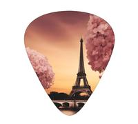Set di 12 plettri per chitarra, comodi da tenere in mano, con bordi lisci, tre spessori da abbinare alla torre Eiffel Parigi con motivo floreale