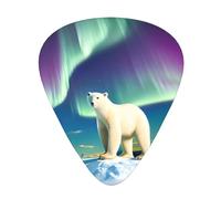 Set di 12 plettri per chitarra, comodi da tenere in mano, con bordi lisci, tre spessori da abbinare all'immagine dell'aurora boreale degli orsi polari