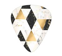 Set di 12 plettri per chitarra, comodi da tenere in mano, con bordi lisci, tre spessori da abbinare alla moda, moderno, nero, bianco, oro, triangoli stampati