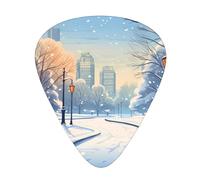 Set di 12 plettri per chitarra, comodi da tenere in mano, con bordi lisci, tre spessori da abbinare alla foto Snow Falling in The Park