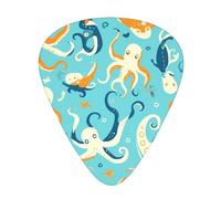 Set di 12 plettri per chitarra, comodi da tenere in mano, con bordi lisci, tre spessori da abbinare alla stampa retrò di polpo