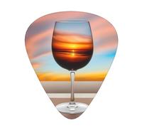 Set di 12 plettri per chitarra, comodi da tenere in mano, con bordi lisci, tre spessori da abbinare alle stampe di calici da vino al tramonto