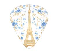 Set di 12 plettri per chitarra, comodi da tenere in mano, con bordi lisci, tre spessori da abbinare alla romantica torre Eiffel di Parigi