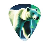 Set di 12 plettri per chitarra, comodi da tenere in mano, con bordi lisci, tre spessori da abbinare all'aurora boreale, immagine dell'orso