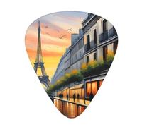 Set di 12 plettri per chitarra, comodi da tenere in mano, con bordi lisci, tre spessori da abbinare alla Torre Eiffel di Parigi Street Pittura Immagine
