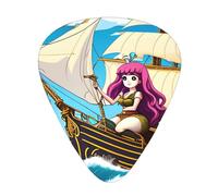 Set di 12 plettri per chitarra, comodi da tenere in mano, con bordi lisci, tre spessori da abbinare alle stampe Mermaid Girl e Sailing on Sea Pirate Ship