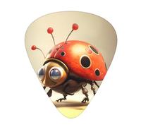 Set di 12 plettri per chitarra, comodi da tenere in mano, con bordi lisci, tre spessori da abbinare alla stampa di coccinelle dei cartoni animati