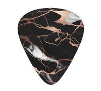 Set di 12 plettri per chitarra, comodi da tenere in mano, con bordi lisci, tre spessori da abbinare, colore nero e oro rosa, effetto marmo