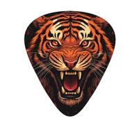 Set di 12 plettri per chitarra, comodi da tenere in mano, con bordi lisci, tre spessori da abbinare con stampa leopardata tigre arancione