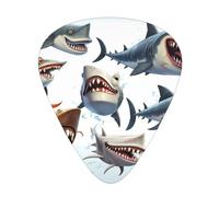 Set di 12 plettri per chitarra, comodi da tenere in mano, con bordi lisci, tre spessori per abbinare gli squali dei cartoni animati